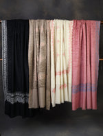 Black Base Big Border Embroidery Cashmere Pashmina Travel wrap