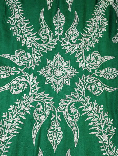 Green Jali Tilla Embroidery Pashmina Shawl