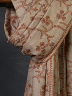 Light Natural Base With Jali Embroidery Pashmina Cashmere Shawl