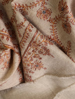 Light Natural Base With Jali Embroidery Pashmina Cashmere Shawl