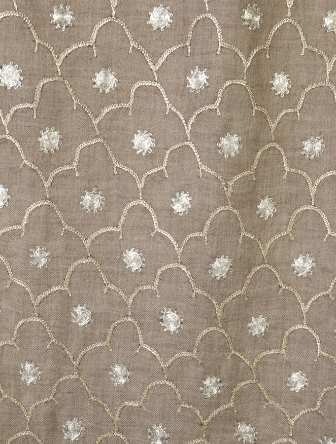 Natural Base With Tilla Jali Embroidery Pashmina Shawl