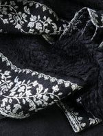 Black Base Big Border Embroidery Cashmere Pashmina Travel wrap