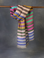 Multicolor Stripe Reversible Handwoven Cashmere Pashmina Shawl