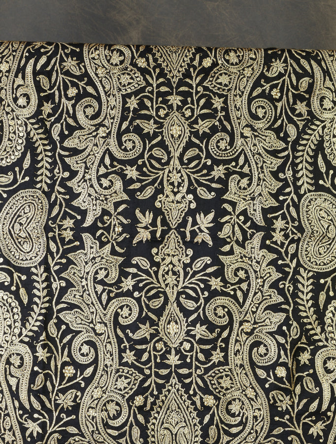 3 Yard Black Base With Tilla Embroidery Pashmina Shawl