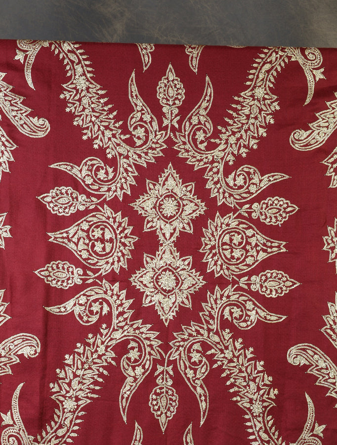 2.5 Yard Maroon Tilla Embroidery Pashmina Shawl