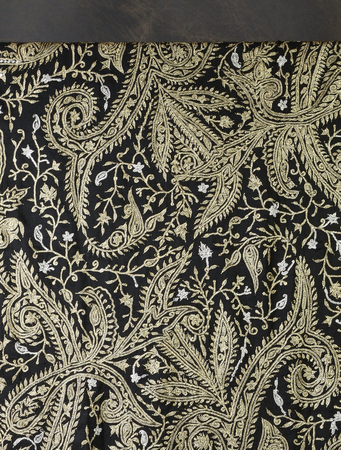 2.5 Yard Black Tilla Embroidery Pashmina Shawl