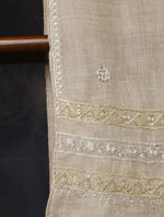Natural Tilla Border Embroidery Cashmere Pashmina Scarf