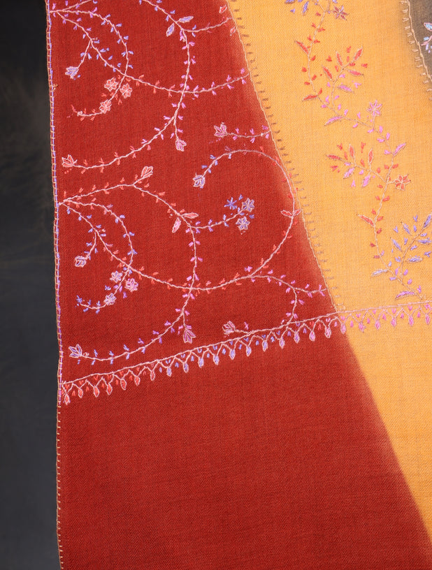 Triple Dye  Jali Sozni Embroidery Shawl