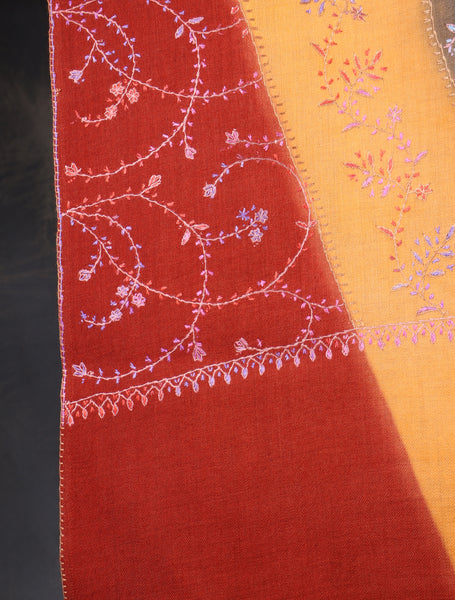 Triple Dye  Jali Sozni Embroidery Shawl