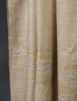 Natural Tilla Border Embroidery Cashmere Pashmina Scarf