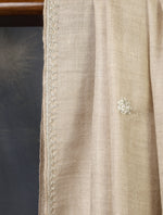 Natural Tilla Border Embroidery Cashmere Pashmina Scarf