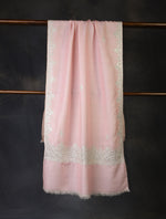 Pink Tilla Border Embroidery Cashmere Pashmina Scarf
