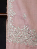 Pink Tilla Border Embroidery Cashmere Pashmina Scarf