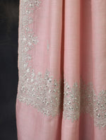 Pink Tilla Border Embroidery Cashmere Pashmina Scarf