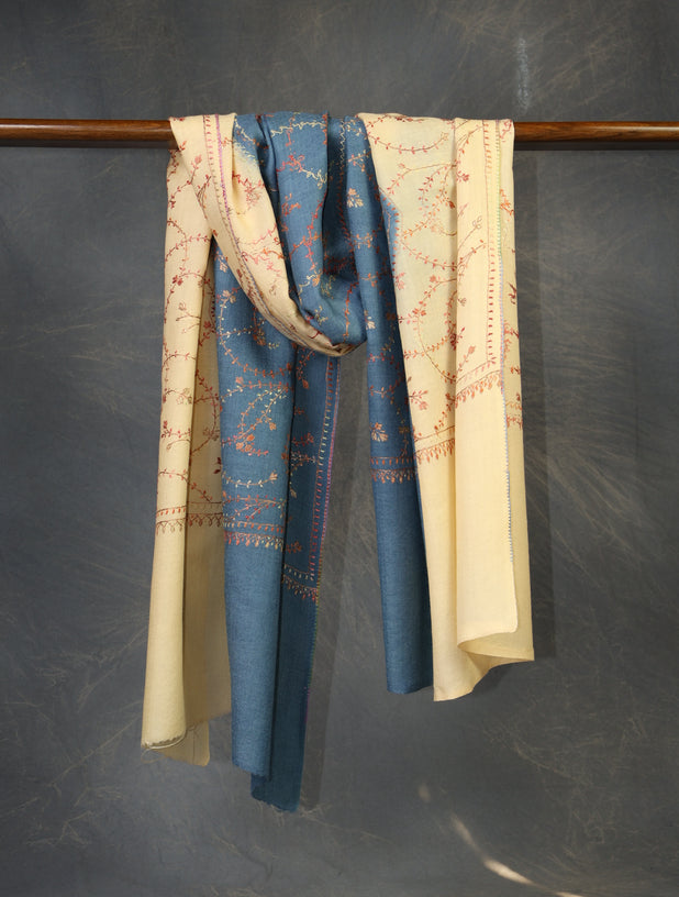 Double Dye Jali Sozni Embroidery Stole