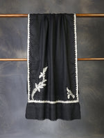 Black Tilla Border Embroidery Cashmere Pashmina Scarf