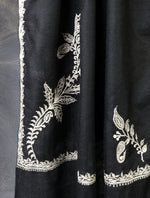 Black Tilla Border Embroidery Cashmere Pashmina Scarf