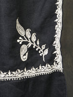 Black Tilla Border Embroidery Cashmere Pashmina Scarf