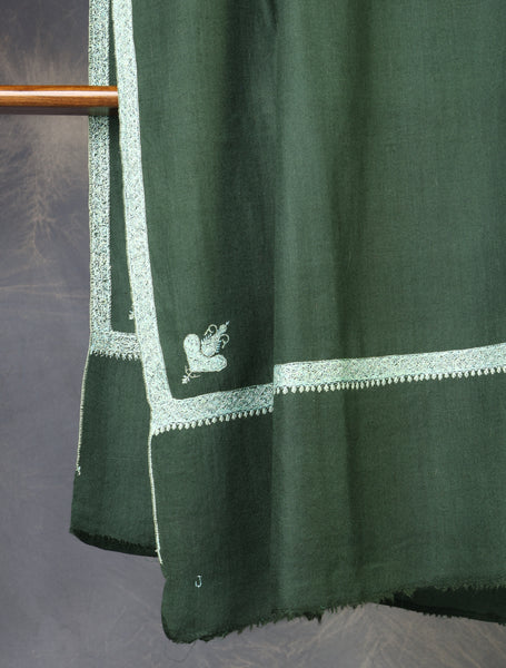 Green Base Border Embroidery Cashmere Pashmina Shawl