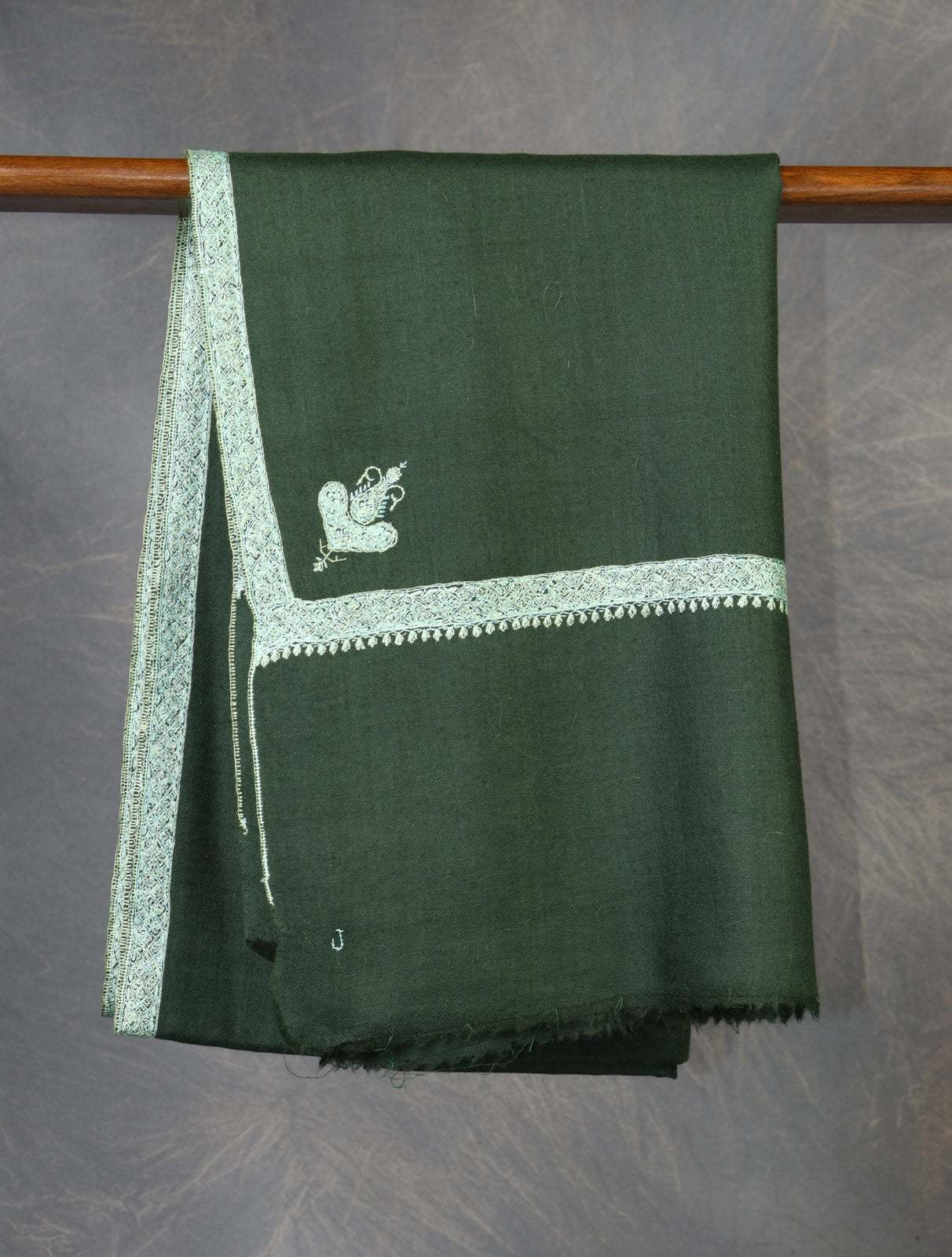 Green Base Border Embroidery Cashmere Pashmina Shawl
