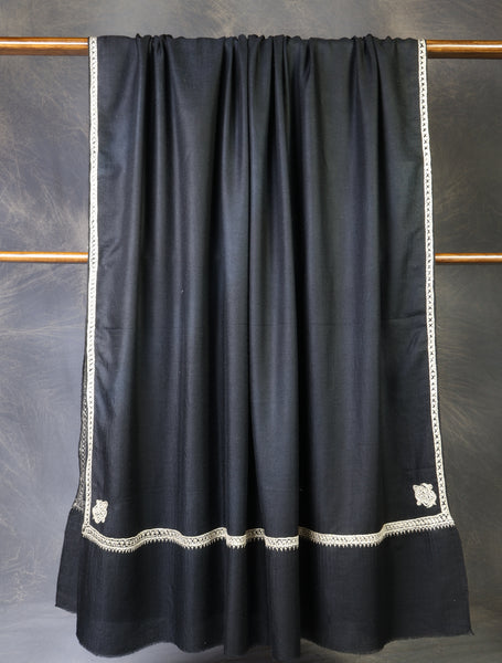 3 yard Black  Base With Tilla Embroidery Pashmina Shawl