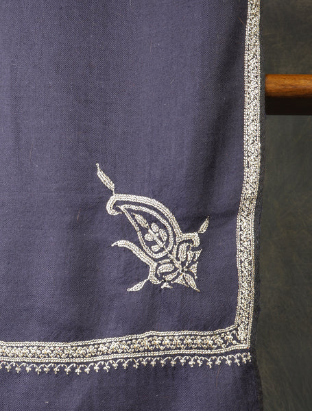 3 yard Blue Base With small border Tilla Embroidery Pashmina Shawl