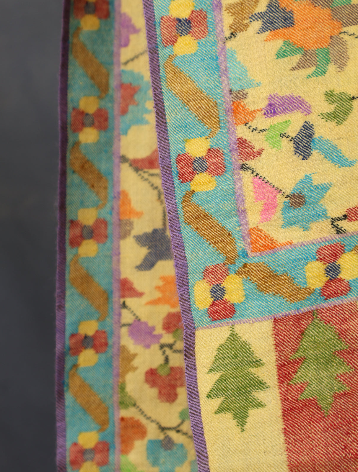 Lemon Kani floral Pashmina Shawl