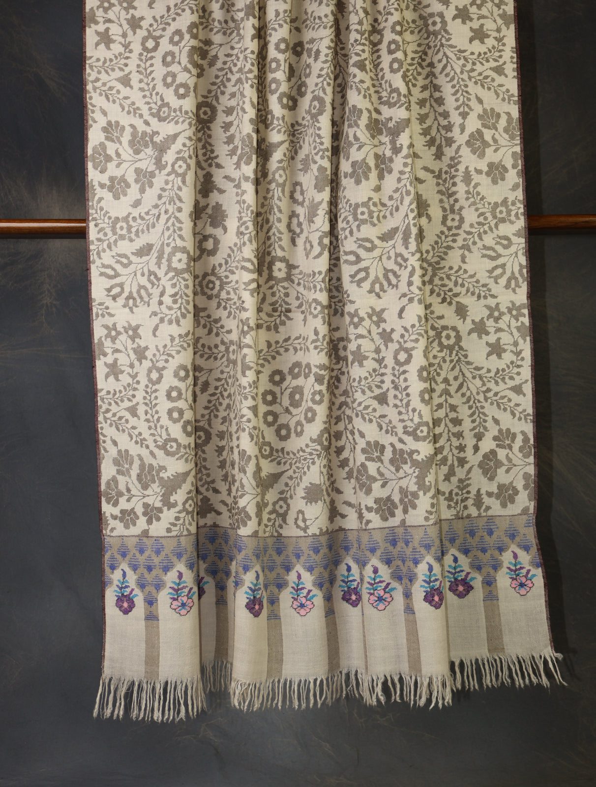 Ivory Base Kani Jamawar Pashmina Shawl