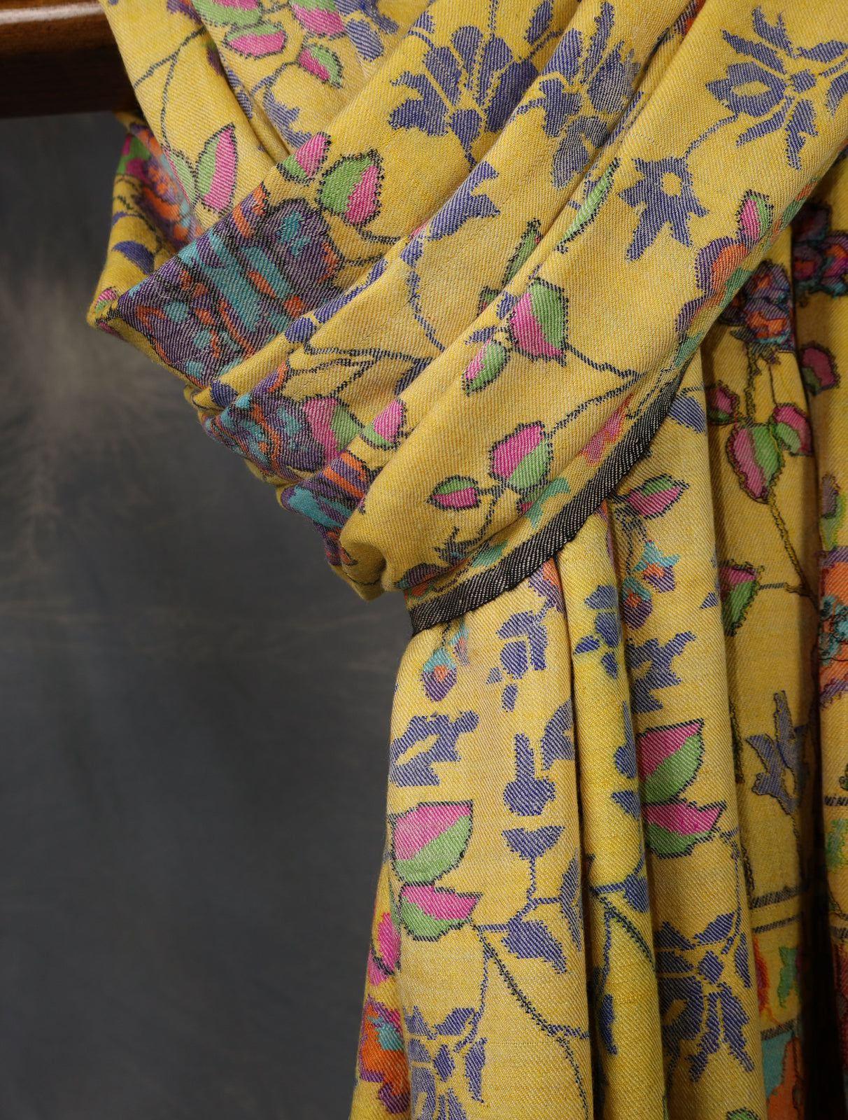 Lemon Kani floral Pashmina Shawl