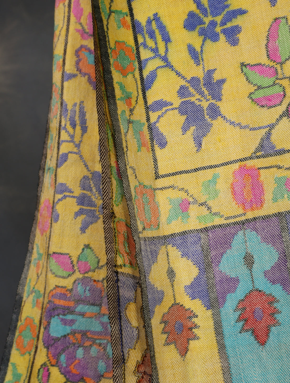 Lemon Kani floral Pashmina Shawl