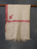 Natural Base Small Border Embroidery Cashmere Pashmina Shawl