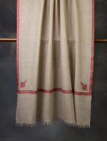 Natural Base Small Border Embroidery Cashmere Pashmina Shawl