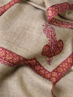 Natural Base Small Border Embroidery Cashmere Pashmina Shawl