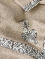 Natural Base Small Border Embroidery Cashmere Pashmina Shawl