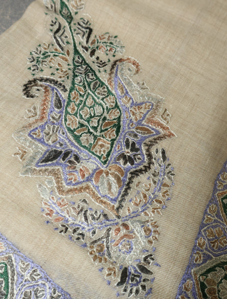 Ivory Base Mussar With Black Embroidery