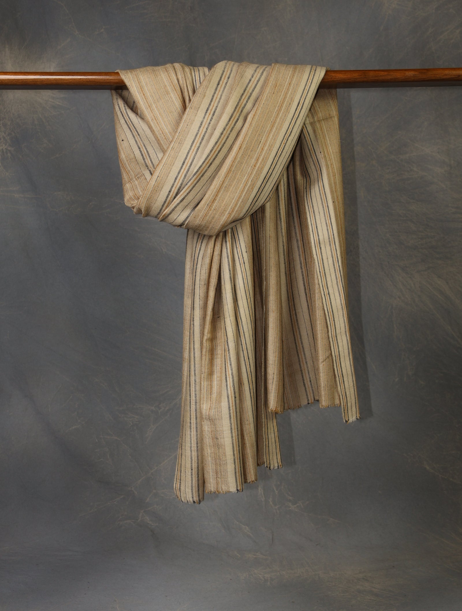 Natural Striped Handwoven Cashmere Pashmina Shawl
