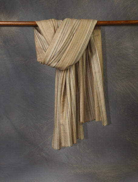 Natural Striped Handwoven Cashmere Pashmina Shawl