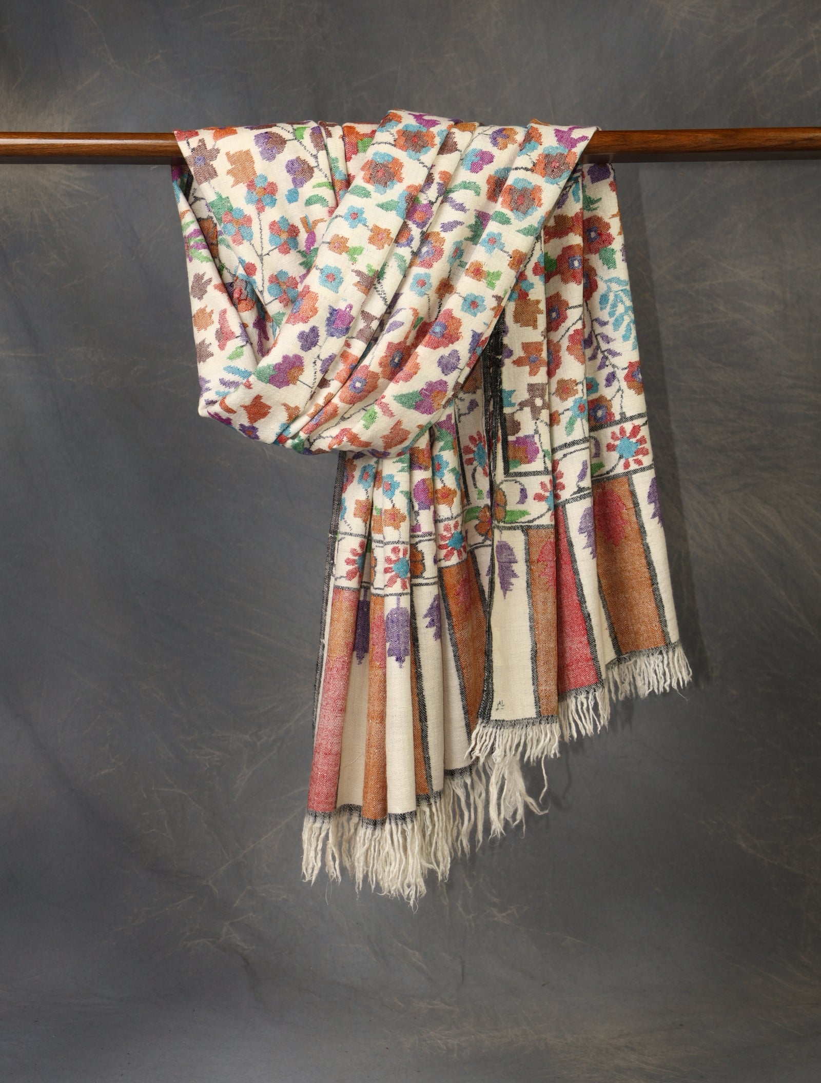 Ivory Base Kani Jamawar Pashmina Shawl