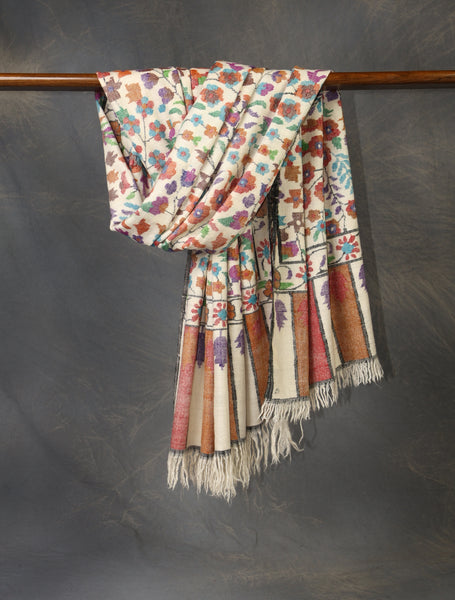 Ivory Base Kani Jamawar Pashmina Shawl