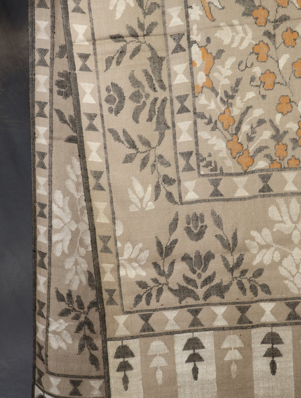 3 Yard Greige Base Jamawar Kani Pashmina Shawl