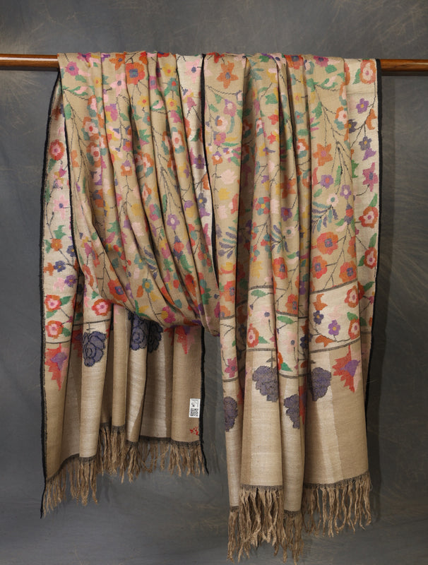 3 Yard Natural Base Jamawar Kani Pashmina Shawl