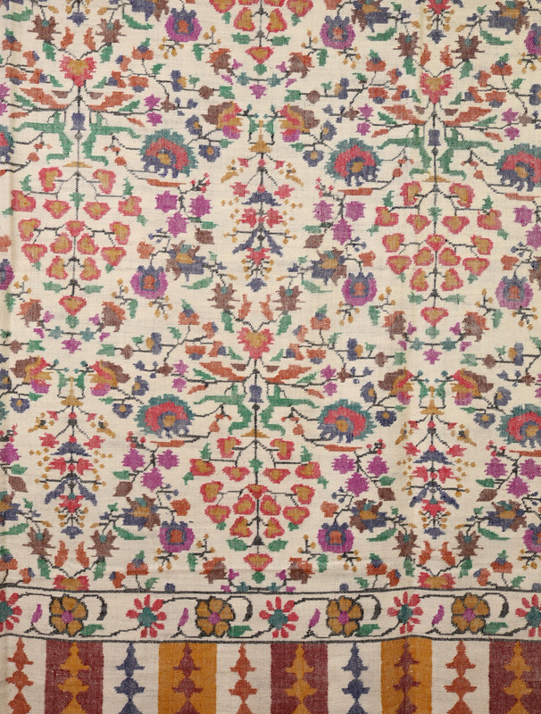 3 Yard Ivory Base Jamawar Kani Pashmina Shawl