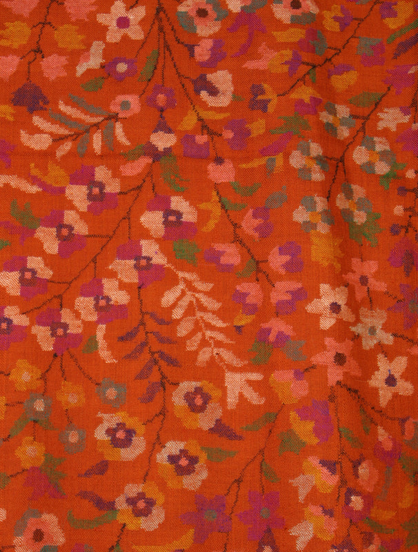 3 Yard Rust Orange Base Jamawar Kani Pashmina Shawl