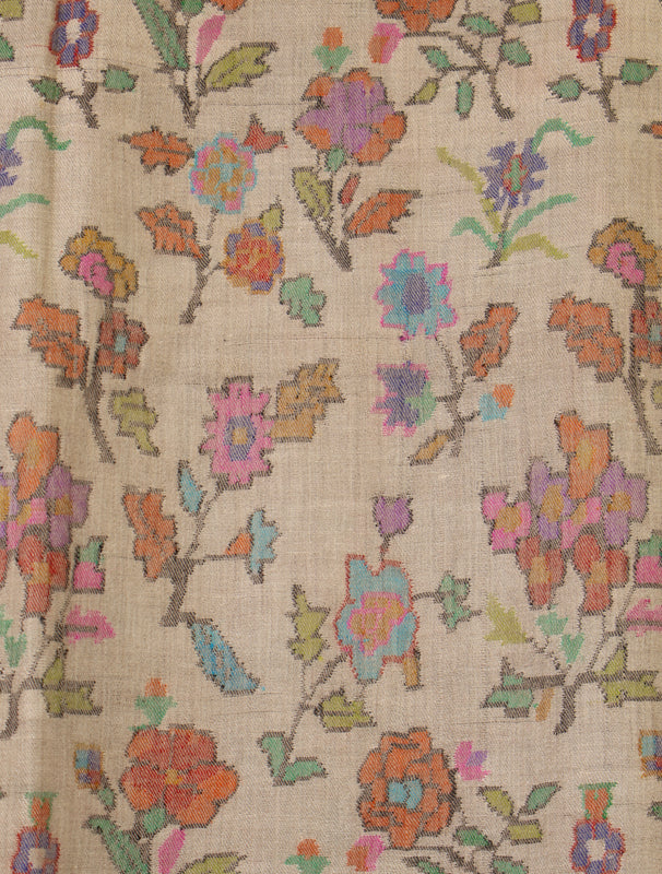 Light Beige Base Jamawar Kani Pashmina Shawl