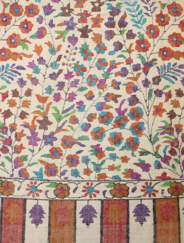 Ivory Base Kani Jamawar Pashmina Shawl