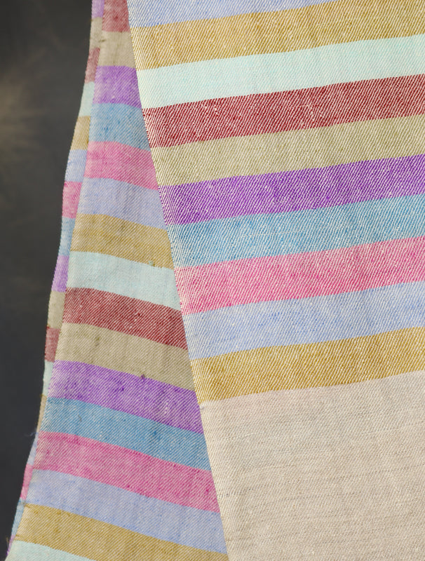 Multi Color Striped Handwoven Cashmere Pashmina Shawl