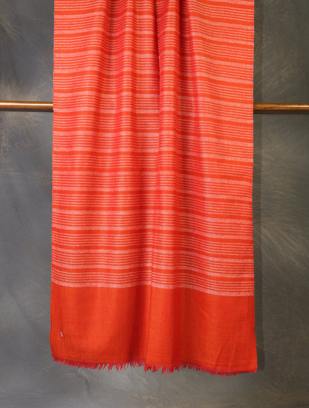 Red Striped Handwoven Cashmere Pashmina Scarf