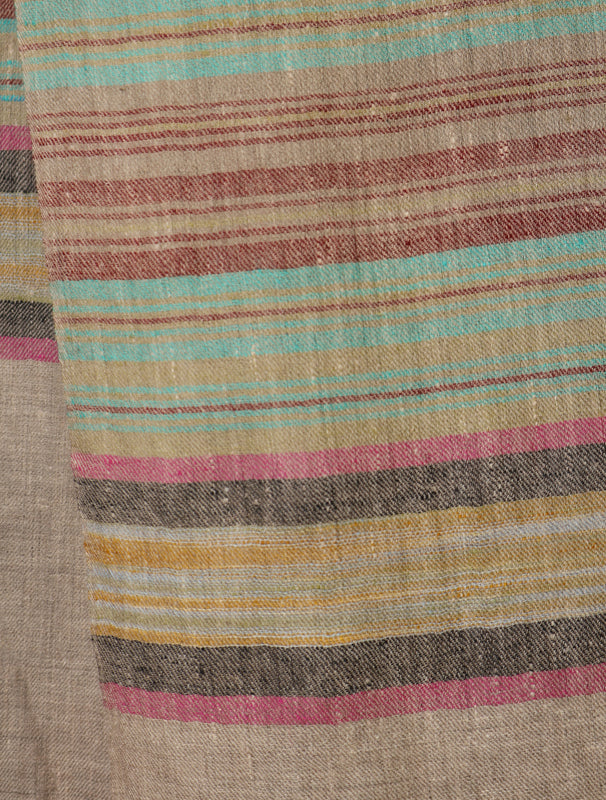 Natural Base Multi Colour Striped handwoven Cashmere Pashmina Scarf