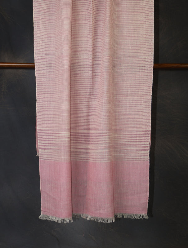 Pink Striped Handwoven Cashmere Pashmina Scarf