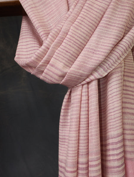 Pink Striped Handwoven Cashmere Pashmina Scarf